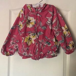 Baby Gap Pink Floral Hooded Spring Bomber Jacket 3T